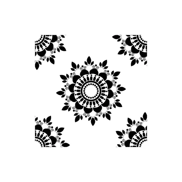 白を基調とした花飾り曼荼羅図は シームレスな文様 — ストックベクタ