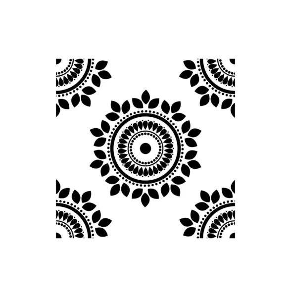 Ornamental Rangoli Mandala Design Concept Flower Petals Circles Isolated White — Stock Vector