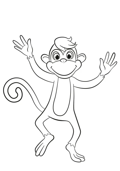 Pequeno macaco bonito está pulando ou correndo. Seu sorriso . —  Vetores de Stock