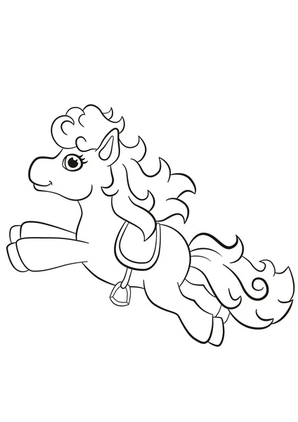 Piccolo pony carino correre e sorridere . — Vettoriale Stock