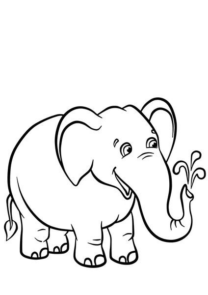 Schattig olifant staat ans glimlacht. — Stockvector