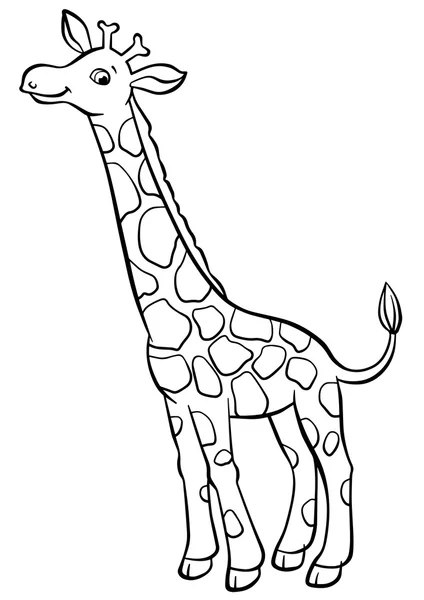 Little cute giraffe stands and smiles. — Stock Vector