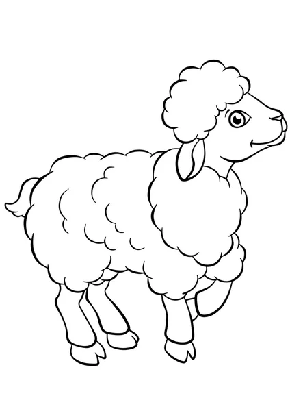 Μικρό χαριτωμένο πρόβατο στέκεται και χαμογελά. — Διανυσματικό Αρχείο