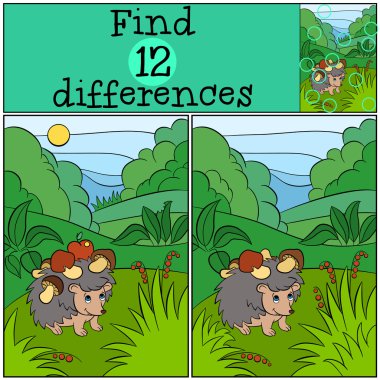 Küçük sevimli kirpi iğneler mantar açıklıkta standları.