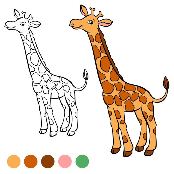 Malé roztomilé žirafy stojany a úsměvy. — Stockový vektor
