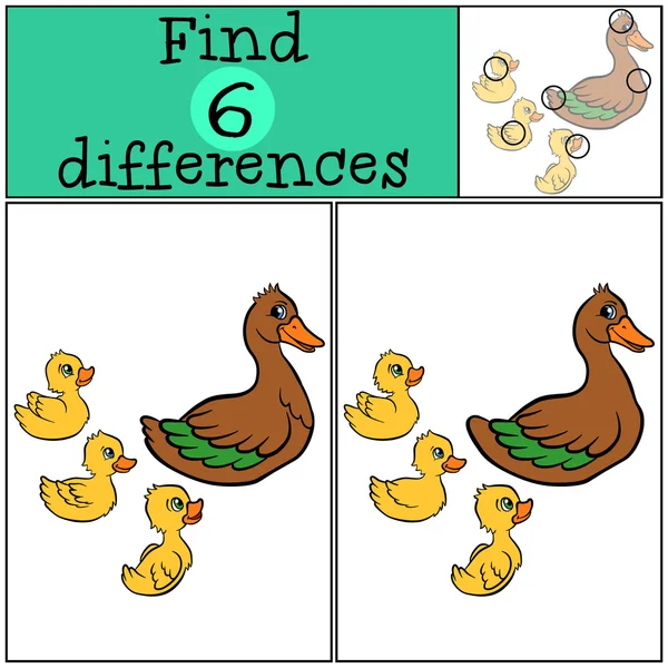 Ördek ve üç ducklings yüzer.