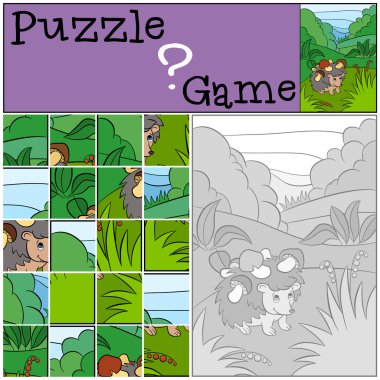 Küçük sevimli kirpi mantar üzerinde iğne vardır..