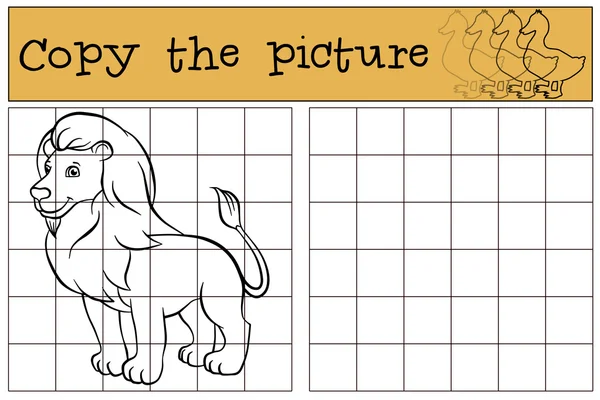 Juegos para niños: Copiar la imagen. Lindo león hermoso se levanta y — Archivo Imágenes Vectoriales