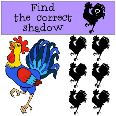 Çocuk Oyunları: doğru gölge bulmak. Sevimli güzel horoz 