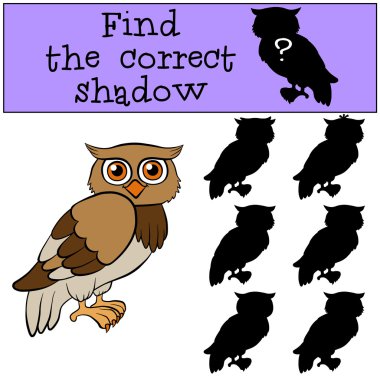 Çocuk Oyunları: doğru gölge bulmak. Küçük şirin baykuş.