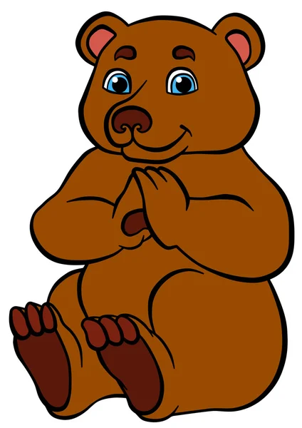 Little cute bear sits and smiles. — Stock Vector