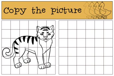 Çocuk Oyunları: resmi kopyalayın. Küçük sevimli kaplan.