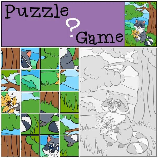 Dětské hry: Puzzle. Malý roztomilý mýval. — Stockový vektor
