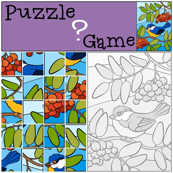 Jeux pour enfants : Puzzle. Petite métisse mignonne . — Image vectorielle