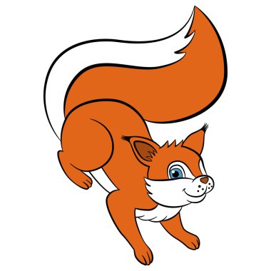 Çocuklar için karikatür vahşi hayvanlar. Küçük sevimli sincap standları ve s