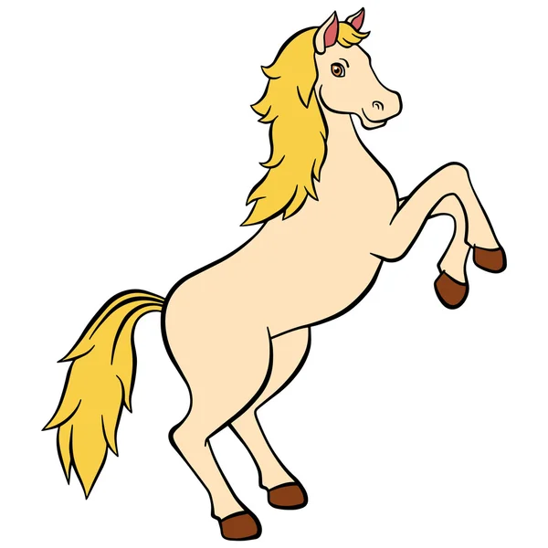 Tecknad bondgårdsdjur för barn. Söt vacker häst leenden. — Stock vektor
