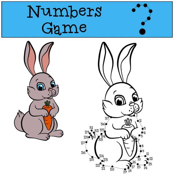 Числа игры с контуром. Маленький милый кролик . — стоковый вектор