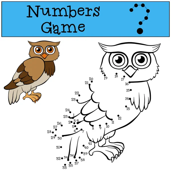 Игра чисел. Симпатичная сова . — стоковый вектор
