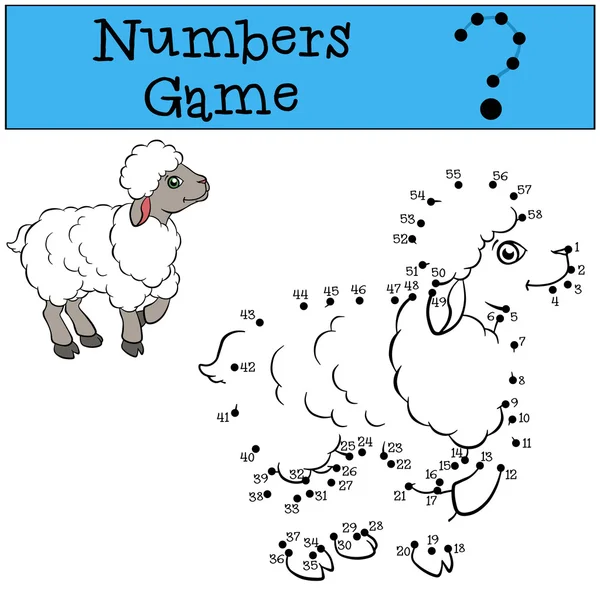 Números de juego. Pequeña oveja linda . — Vector de stock