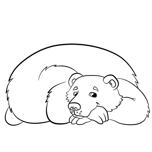 Coloring pages. Wild animals. Kind smiling bear. — Stock Vector