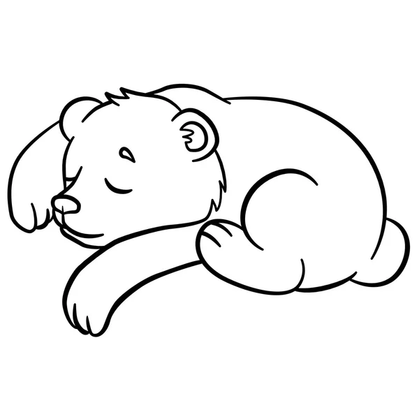 Páginas para colorear. Animales salvajes. Pequeño oso bebé lindo duerme . — Archivo Imágenes Vectoriales