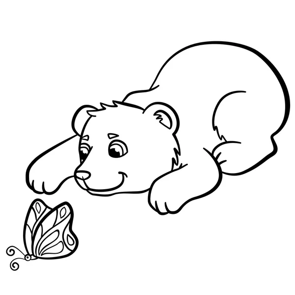 Coloring pages. Wild animals. Little cute baby bear. — Stock Vector