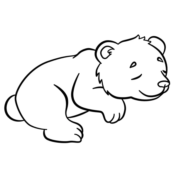 Coloriages. Des animaux sauvages. Petit bébé ours mignon dort . — Image vectorielle