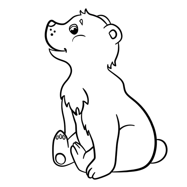 Barevné stránky. Divoká zvířata. Malé roztomilé dítě medvěd. — Stockový vektor