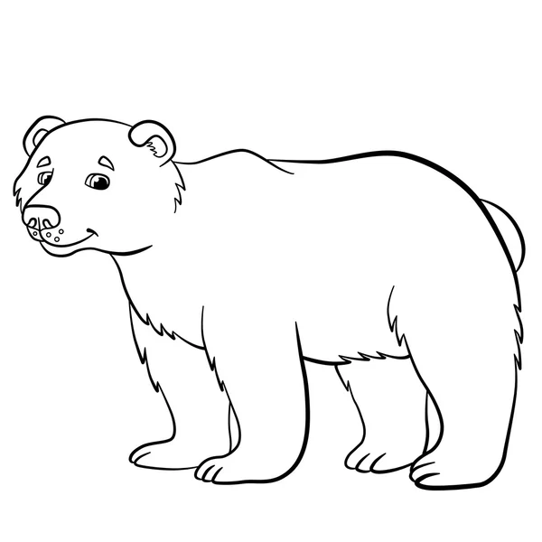 Disegni da colorare. Animali selvatici. Sorrisi di orso carino . — Vettoriale Stock