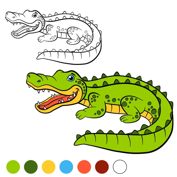 Strona kolorystyka. Kolor mnie: aligator. Trochę cute aligator. — Wektor stockowy