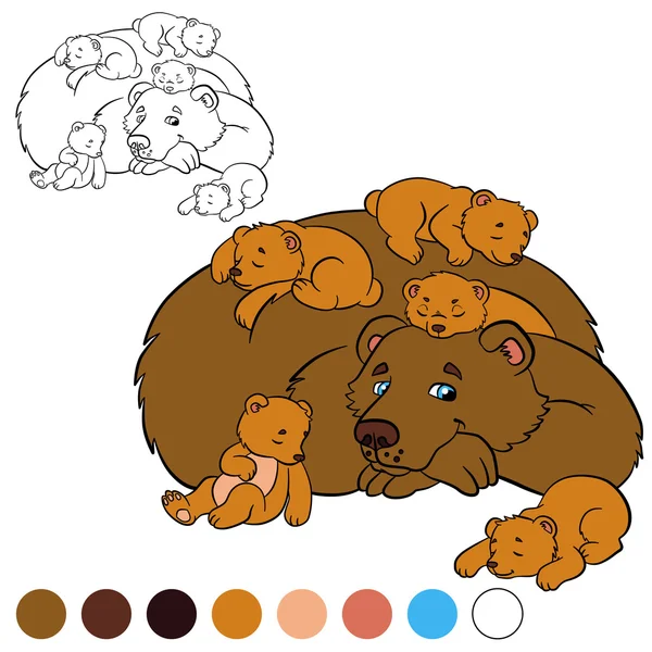 Página para colorear. Color me: oso. Papá oso con sus osos bebé . — Archivo Imágenes Vectoriales