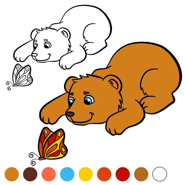색칠하기 페이지. 색상 나 : 곰. 작은 귀여운 아기 곰. — 스톡 벡터