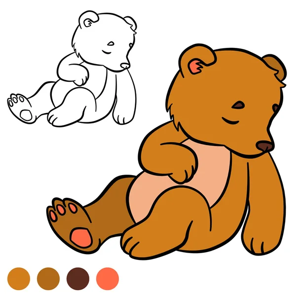 Coloring page. Color me: bear. Little cute baby bear. — Stock Vector