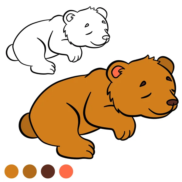Página para colorir. Cor me: urso. Pequeno urso bebé bonito . — Vetor de Stock