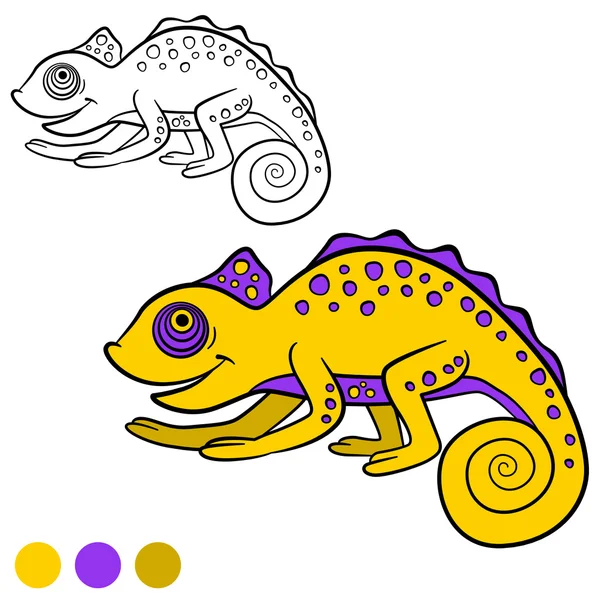 Página para colorear. Color me: camaleón. Pequeño camaleón lindo . — Archivo Imágenes Vectoriales