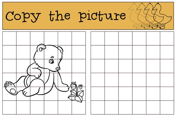 Juegos para niños: Copiar la imagen. Pequeño oso bebé lindo . — Vector de stock