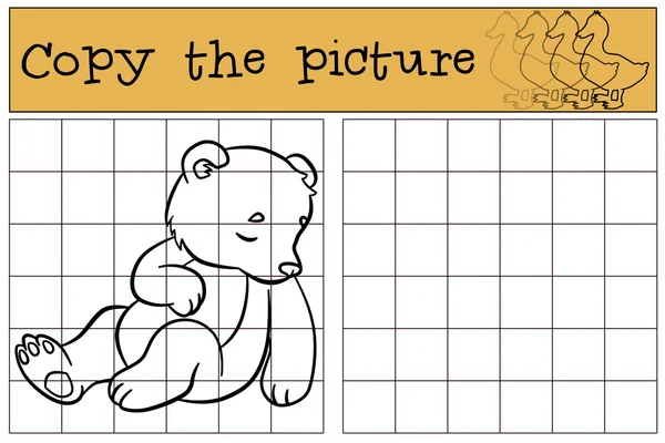 Juegos para niños: Copiar la imagen. Pequeño oso bebé lindo duerme . — Vector de stock