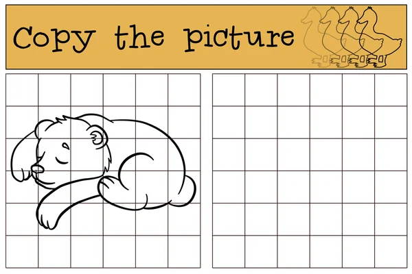 Kinderspiele: kopieren Sie das Bild. kleines süßes Bärenbaby schläft. — Stockvektor
