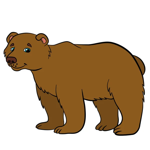 Animales de dibujos animados para niños. Lindo oso marrón sonríe . — Archivo Imágenes Vectoriales