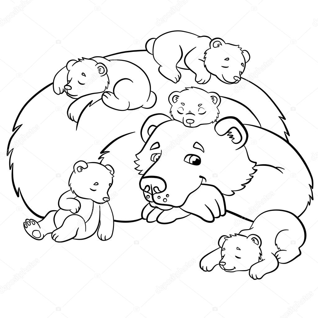 Disegni da colorare Animali selvatici Gentile orso Guarda piccolo bambino sveglio orsi e sorride — Vettoriali di ya mayka