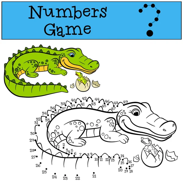 Gry edukacyjne dla dzieci: gry Numbers. Matka aligator z — Wektor stockowy