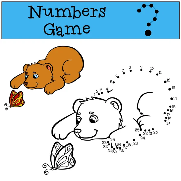 Jogos educativos para crianças: Jogo de números. Pequeno urso bebé bonito . — Vetor de Stock