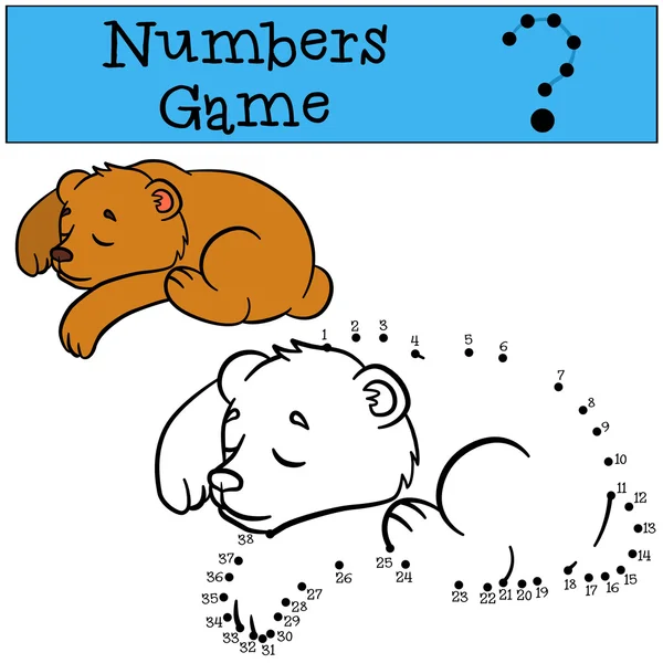 Εκπαιδευτικά παιχνίδια για παιδιά: παιχνίδι αριθμών. Μικρό χαριτωμένο μωρό αρκουδάκι. — Διανυσματικό Αρχείο
