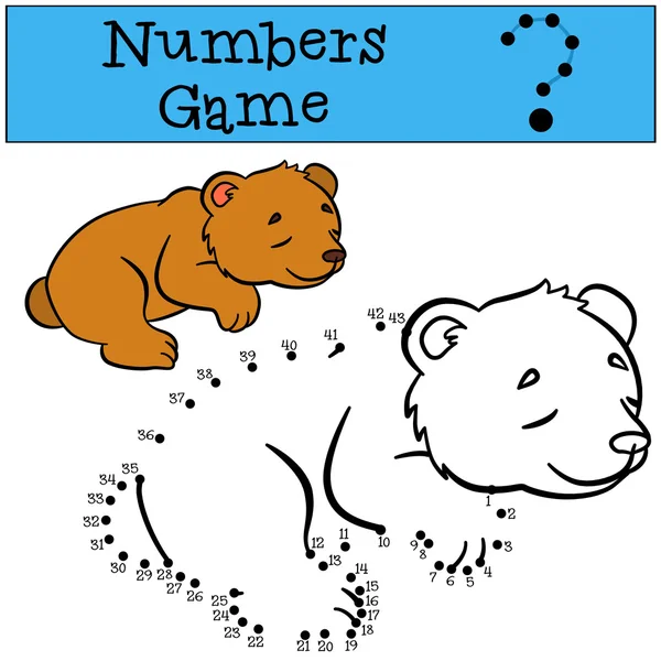 Juegos educativos para niños: Números juego. Pequeño oso bebé lindo . — Vector de stock