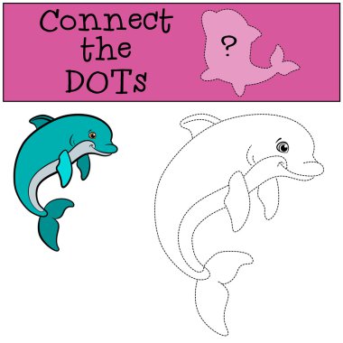 Çocuklar için oyunlar eğitim: noktalar bağlayın. Küçük şirin dolphi
