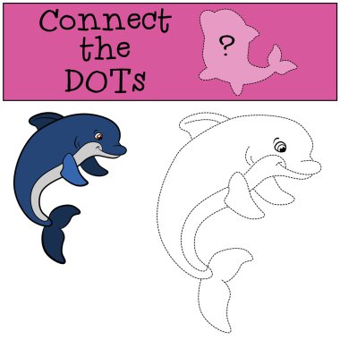 Çocuklar için oyunlar eğitim: noktalar bağlayın. Küçük şirin dolphi