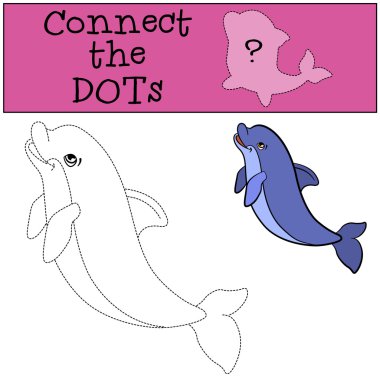 Çocuklar için oyunlar eğitim: noktalar bağlayın. Küçük şirin dolphi