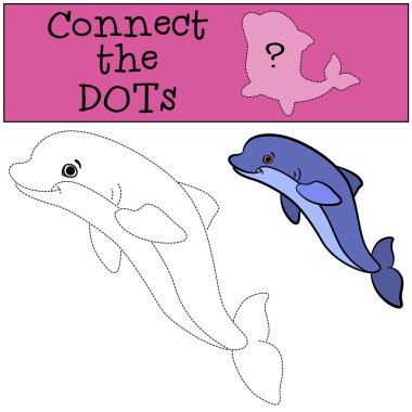 Çocuklar için oyunlar eğitim: noktalar bağlayın. Küçük şirin dolphi