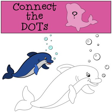 Çocuklar için oyunlar eğitim: noktalar bağlayın. Küçük şirin dolphi