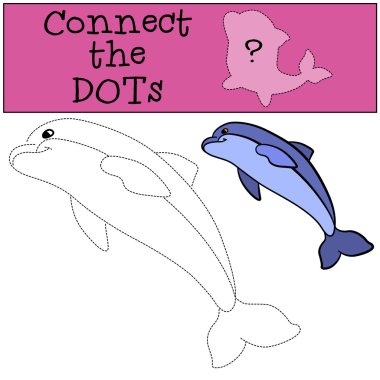 Çocuklar için oyunlar eğitim: noktalar bağlayın. Küçük şirin dolphi